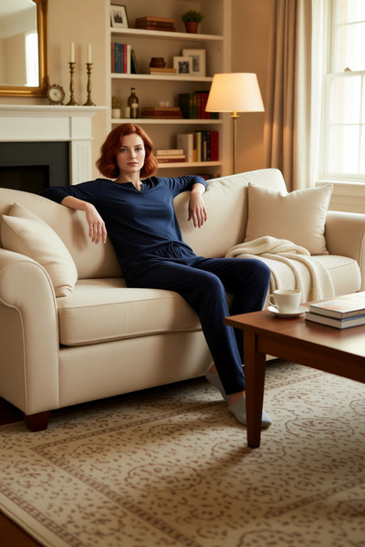 PayBuy Women's V-Neck Ribbed Knit Pajama Set Functional Durable Quality Comfortable Aesthetic Modern