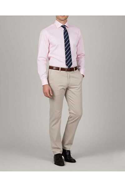 TerziAdemAltun Πουκάμισο με γιακά ανδρική γραβάτα ιταλικού στυλ εφαρμοστό ροζ T14247