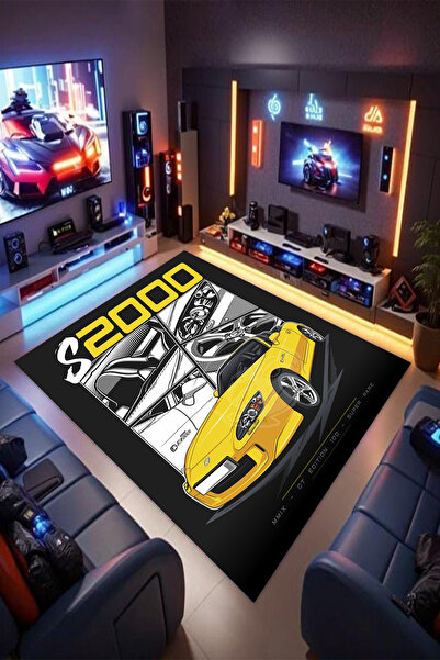 Reyhani Honda S 2000 Desenli Kaymaz Taban Makinede Yıkanabilir Gamıng Salon H...