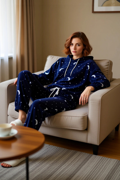 PayBuy Set de pijamale din lână cu model Galaxy pentru femei Funcțional Durab...