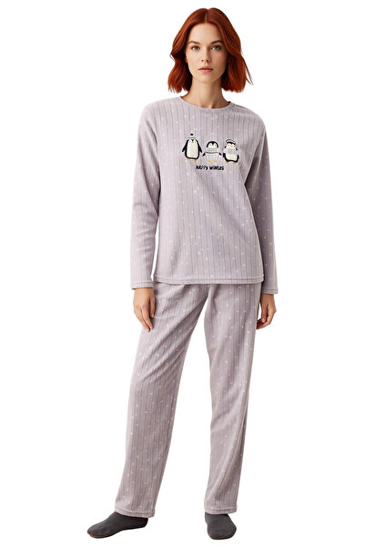 PayBuy Set de pijamale din lână brodate cu pinguin pentru femei Funcțional Durabil Calitate Confortabil Estetic Elegant