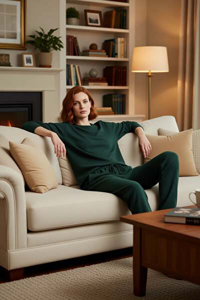 PayBuy Women's Smoked Waffle Knitted Lounge Set Crew Neck Low Sleeve Functional Durable Aesthetic