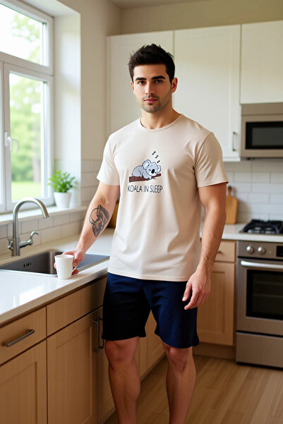 PayBuy Ανδρικό σετ πιτζάμες με κοντό μανίκι Koala με τύπωμα Functional, ανθεκτικό, κομψό
