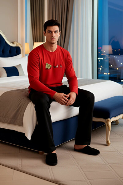 PayBuy Men's New Year Themed Crew Neck Pajama Set Functional Durable Quality Comfortable Stylish
