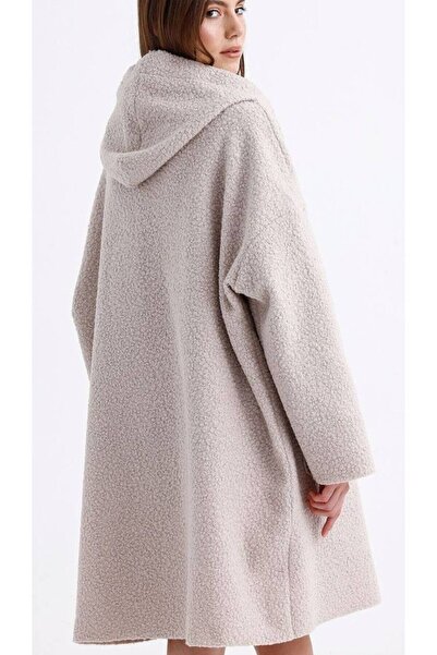 DİMA Boucle Fabric Hooded Zippered Cardigan