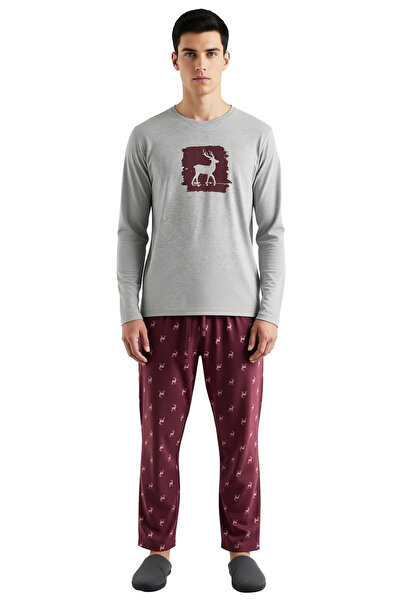 PayBuy Men's Geyik Printed Crew Neck Pajama Set Functional Durable Quality Comfortable Stylish