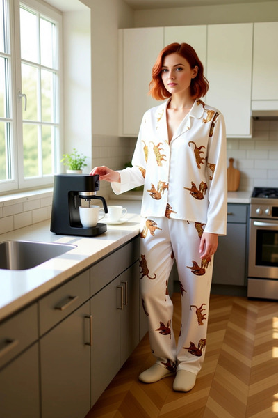 PayBuy Women's Tiger Pattern Shirt and Pants Pajama Set Functional Durable Quality Comfortable