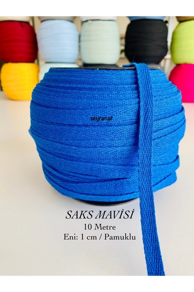 seyranat 10 метрів шириною 1 см, саксовий синій, 100% бавовна, щільне плетінн...