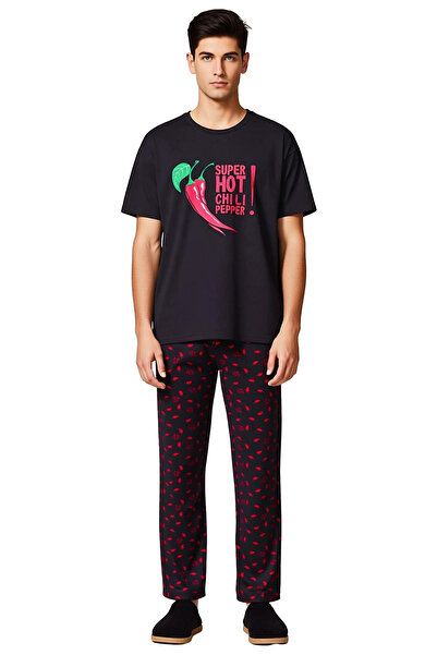 PayBuy Kadin Biber Printed Pajama Set Crew Neck Regular Cut Functional Durable Modern