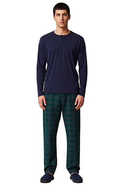 PayBuy Men's Buttoned Collar Plaid Pajama Set Functional Durable Quality Comfortable Aesthetic Stylish