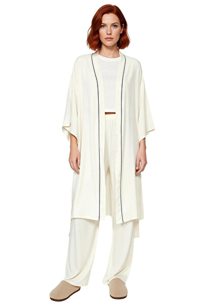 PayBuy Γυναικείο σετ φόρεμα και πιτζάμα με γιακά σάλι από βισκόζη με ρέλι Λειτουργικό, ανθεκτικό και ποιοτικό