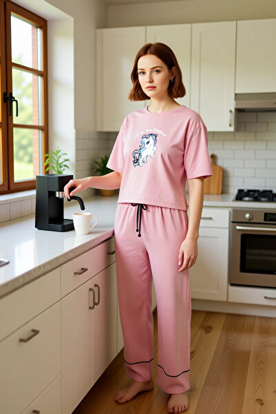 PayBuy Women's Unicorn Printed Crew Neck Pajama Set Functional Durable Quality Comfortable Stylish