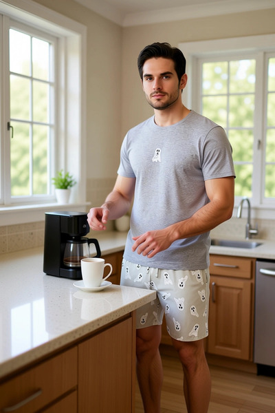 PayBuy Men's Ghost Pattern Crew Neck Pajama Set Functional Durable Quality Comfortable Stylish