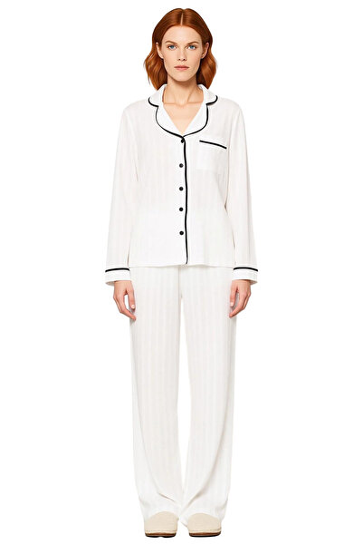 PayBuy Women's Striped Shirt Collar Pajama Set Functional Durable Quality Comfortable Aesthetic Stylish