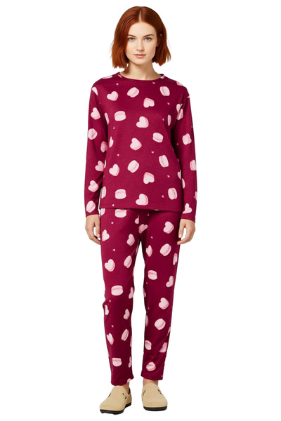 PayBuy Women's Heart and Macaron Patterned Cotton Pajama Set Functional Durable Quality Aesthetic
