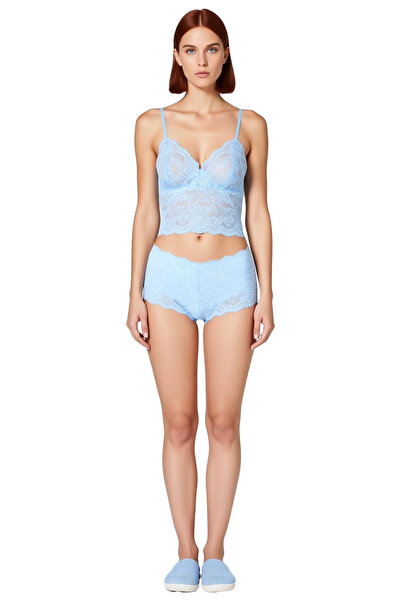 PayBuy Women's Open Lace Detailed Satin Pajama Set Functional Durable Quality Comfortable Sport