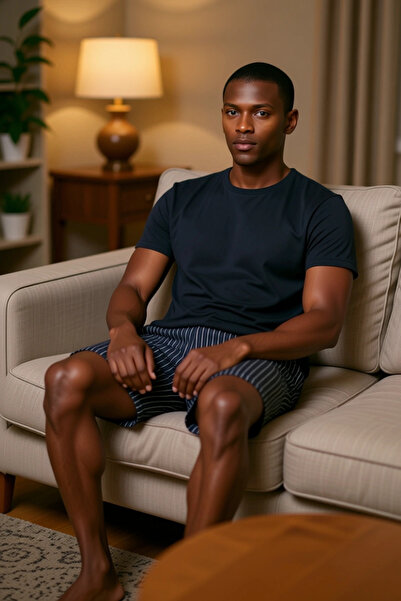 PayBuy Men's Striped Pajama Set Crew Neck Short Sleeve Functional Durable Quality Modern