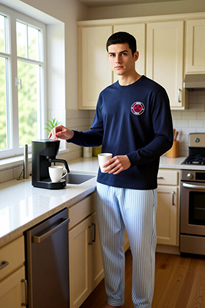 PayBuy Men's Crew Neck Embroidered Pajama Set Functional Durable Quality Comfortable Aesthetic Stylish