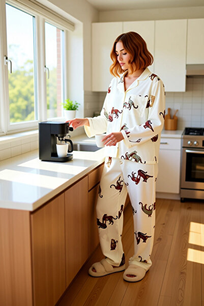 PayBuy Women's Tiger Pattern Shirt Collar Pajama Set Functional Durable Quality Comfortable Stylish