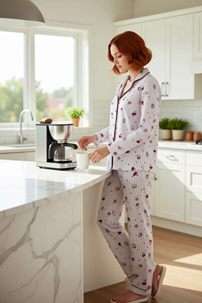 PayBuy Women's Heart Pajama Set Shirt Collar Functional Durable Quality Comfortable Aesthetic Stylish