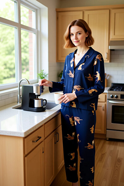 PayBuy Women's Tiger Pattern Shirt and Pants Pajama Set Functional Durable Quality Comfortable