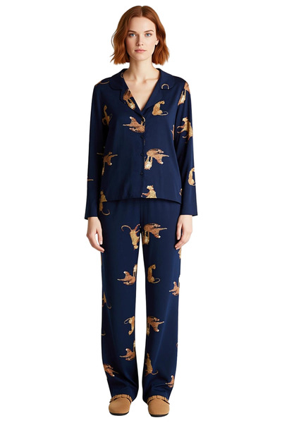 PayBuy Women's Tiger Pattern Shirt and Pants Pajama Set Functional Durable Quality Comfortable