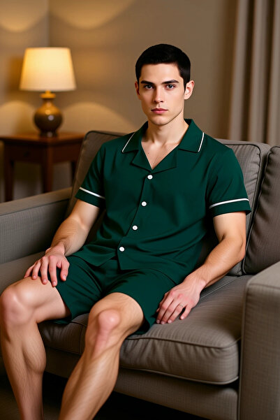 PayBuy Ανδρικό σετ πιτζάμες με κοντό μανίκι με λαιμόκοψη, λειτουργικό, ανθεκτικό, ποιοτικό, άνετο και casual