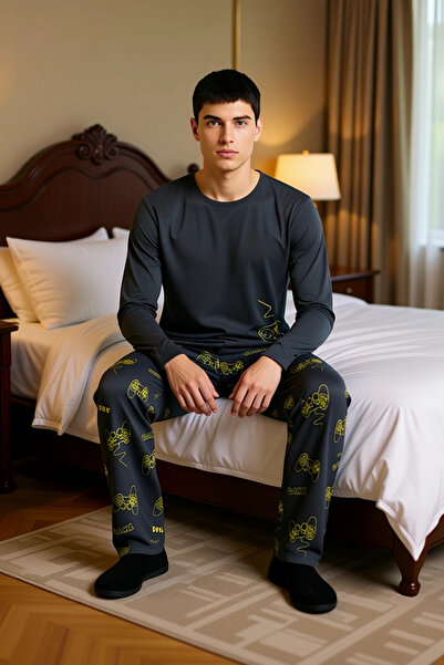 PayBuy Men's Gaming Themed Crew Neck Long Sleeve Pajama Set Functional Durable Quality Stylish