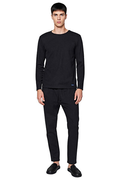 PayBuy Men's Waffle Textured Pajama Set Crew Neck Long Sleeve Regular Fit Functional Aesthetic