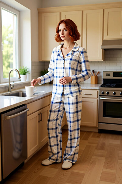 PayBuy Set de pijamale din viscoză în carouri pentru femei Funcțional Durabil Calitate Confortabil Estetic Premium