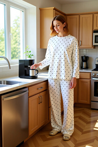 PayBuy Set de pijamale din bumbac cu model de inimă și buline pentru femei Funcțional Durabil Calitate Modernă