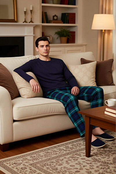 PayBuy Ανδρικό καρό σετ πιτζάμες με λεπτομέρειες με λαιμόκοψη λειτουργικό, αν...