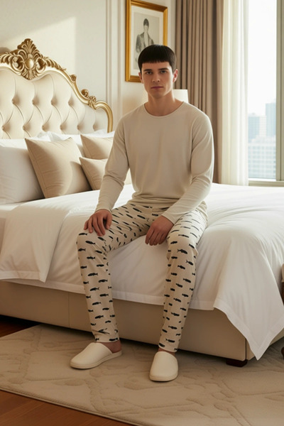 PayBuy Ανδρικό σετ πιτζάμες με μακρυμάνικο λαιμόκοψη με σχέδιο ψαριού Λειτουργικό, ανθεκτικό, κομψό