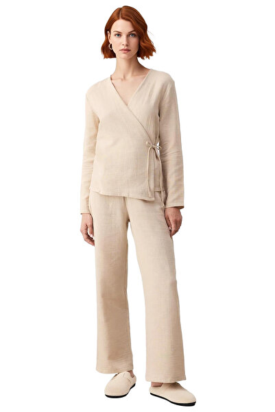 PayBuy Women's Muslin Woven Tie-Up Pajama Set Functional Durable Quality Comfortable Modern