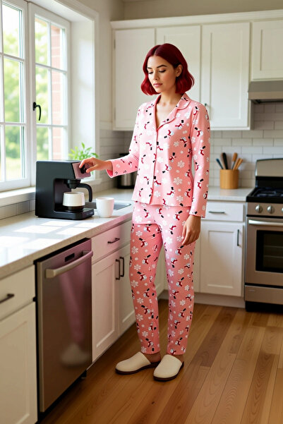 PayBuy Women's Winter Themed Printed Pajama Set Crew Neck Functional Durable Quality Modern