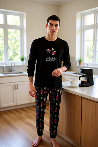 PayBuy Men's New Year Themed Regular Fit Pajama Set Functional Durable Quality Comfortable Stylish