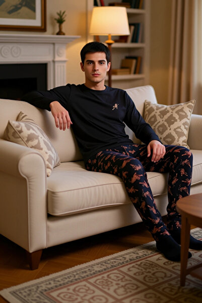 PayBuy Men's Animal Pattern Regular Fit Knitted Pajama Set Functional Durable Quality Aesthetic