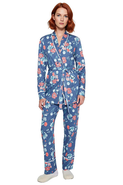 PayBuy Set de pijamale din material subțire pentru femei, cu decolteu în V, cu modele florale, funcțional, durabil, de calitate, confortabil, sport