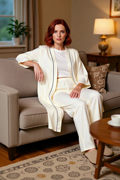 PayBuy Γυναικείο σετ φόρεμα και πιτζάμα με γιακά σάλι από βισκόζη με ρέλι Λειτουργικό, ανθεκτικό και ποιοτικό