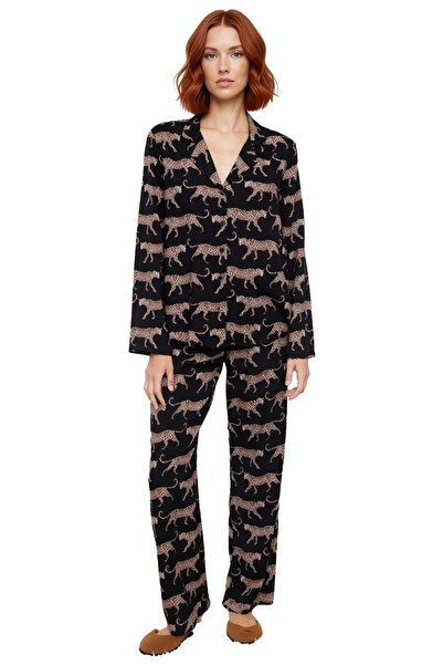 PayBuy Women's Tiger Pattern Shirt Collar Pajama Set Functional Durable Quality Comfortable Stylish