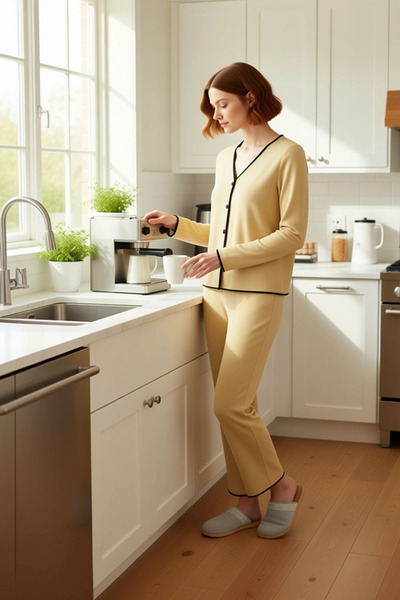 PayBuy Γυναικείο σετ πλεκτό με κουμπιά με λαιμόκοψη σε σχήμα V, λειτουργικό, ανθεκτικό, ποιοτικό, άνετο και κομψό