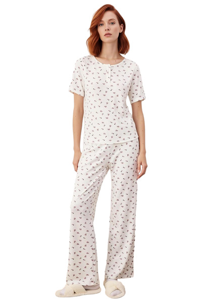 PayBuy Women's Multi-Colored Floral Waffle Pajama Set Functional Durable Quality Comfortable Sport