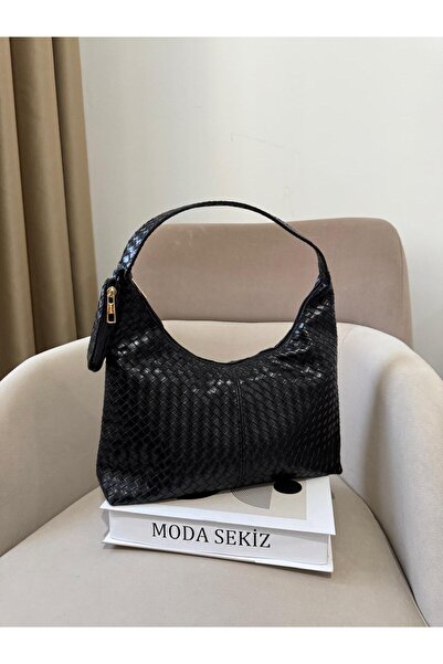 Moda Sekiz Women's Faux Leather Patterned Baguette Model Wallet Shoulder Bag with Accessories