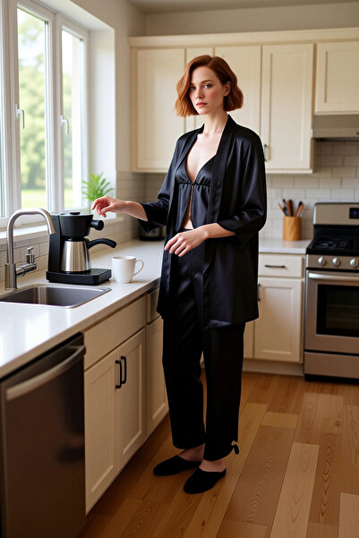 PayBuy Set de pijamale din satin pentru femei Set de halate de dormit și căma...