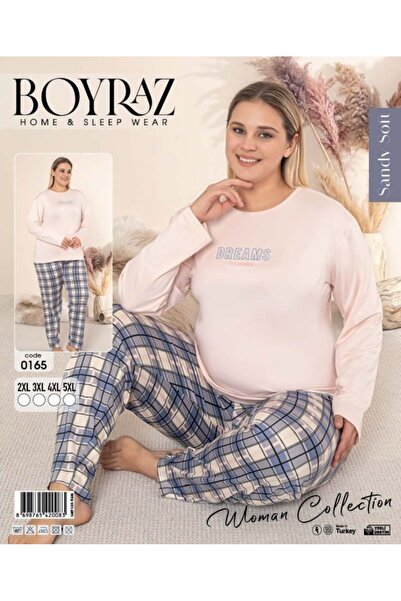 BOYRAZ Women's Circular Neck Oversized Sandy Soft Long Sleeve Pajama Set