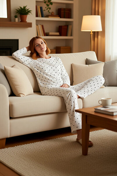 PayBuy Set de pijamale din bumbac cu model de inimă și buline pentru femei Funcțional Durabil Calitate Modernă