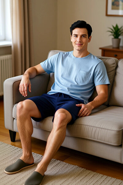 PayBuy Men's Crew Neck Short Sleeve Pajama Set Functional Durable Quality Comfortable Casual