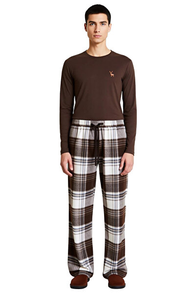 PayBuy Ανδρικό καρό σετ πιτζάμες από φανέλα με λαιμόκοψη λειτουργικό ανθεκτικό και ποιοτικό άνετο και κομψό