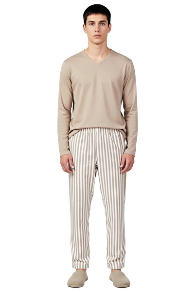 PayBuy Ανδρικό σετ πιτζάμες με ρίγες βιζόν, πλεκτό, κανονική εφαρμογή, λειτουργικό, ανθεκτικό, ποιοτικό, άνετο