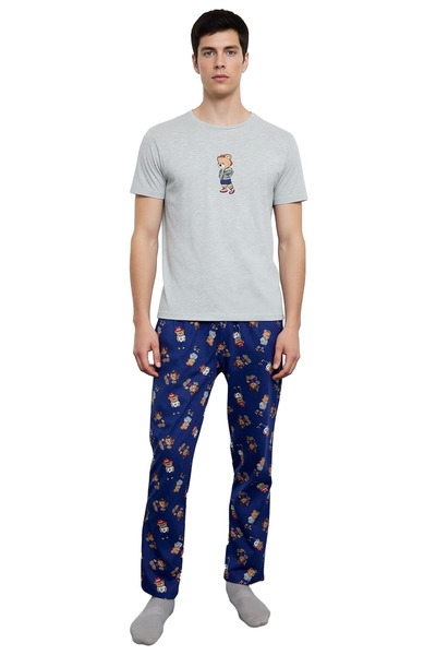 PayBuy Men's Teddy Bear Patterned Crew Neck Pajama Set Functional Durable Quality Comfortable Stylish